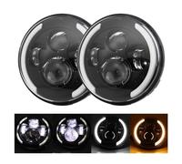 IMAWUHM 1 Paire Accessoires Voiture Feux Circulation 75W Voiture Led H4 7 Pouces Angel Eyes H4 Phare Led Pour Jeep Pour Wrangler CJ-7 CJ-8 Pour Brouilleur(A 2x 40b 1pair)