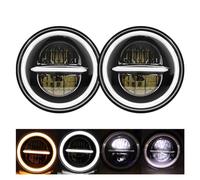 IMAWUHM 1 Paire Feux Circulation 75W Led H4 7 Pouces Angel Eyes H4 Phare Led Pour Toyota FJ Pour Cruiser Pour Land Pour Cruiser FJ60 HZJ75 75 78 79(A 2x 55b 1pair)
