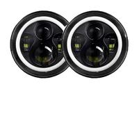 IMAWUHM Feux Phares 2 Phares LED Noirs 7 Pouces H4 Voiture Tout-terrain Avec Feux Jour Angel Eyes Pour Jeep Pour Wrangler TJ JK Portes CJ-8 Scrambler Et CJ-7 Phares Avant Voiture(40W Headlight 2pc)