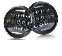 IMAWUHM Feux Phares 2 Phares LED Noirs 7 Pouces Pour Tout-terrain H4 Feux De Jour Angel Eyes Pour Hummer H1 H2 2003 2004 2005 2006 2007 2008 2009 Phares Avant Voiture(75W Headlight 2pc)