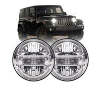 IMAWUHM Phares Avant Projecteur Principal 7 ''phare Led Pour Lada Pour Niva 4x4 H4 Feux De Croisement Ronds Phares Voitures Circulation Pour Jeep Pour Wrangler Pour JK(2pcs Silver)