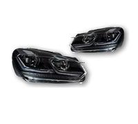 IMAWUHM Phares Avant Projecteur Principal Phare Pour VW Pour Golf 6 MK6 2009-2013 LED DRL 5 Lentille Xénon Hid H7 Pour Accessoires De Voiture Golf6(Chrome,Left hand drive)