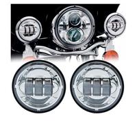 IMAWUHM Phares Phare Moto À LED 7 Pouces, Clignotant Ambré Feu Antibrouillard 4,5 Pouces Pour Classic Pour Electra Pour Heritage Pour Softail H4 Phare(4.5inch Chrome)