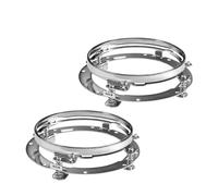 IMAWUHM Phares Support Montage D'anneau Phare Rond À LED 7 Pouces Pour Wrangler Pour FLD Pour Touring Pour Softail Accessoires Moto Voiture Phare(Chrome 2PCS)