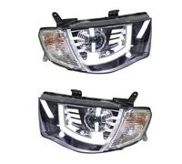 IMAWUHM Phares Voiture Pour Mitsubishi L200 Pour TRITON 2005-2014 Phares À LED Phare Avant Avec Feu Latéral Halogène Clignotant Feu D'angle Feu Jour(1 pair with bulbs)