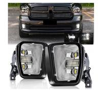IMAWUHM Voiture Phares Pour Dodge Pour Ram 1500 2013 2014 2015 2016 2017 2018 2-en-1 LED Antibrouillard DRL Feux Jour Blanc Étanche Accessoires Voiture Light Assembly