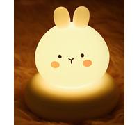 iMay Lampe de Chevet Enfant, Veilleuse Bébé à Tapoter Rechargeable, 7 Couleurs Changeantes, Lumière Nuit Douce et Sécuritaire, USB Portable, Sans BPA, Parfaite pour Chambre, Sommeil et Éveil (Lapin)