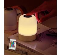 iMay Lampe de Chevet Tactile, Lampe de Nuit avec 3 Modes d'Éclairage,7 couleurs RGB et 1 télécommande, lampe de table sans fil tactile de chevet (Blanc)