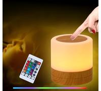 iMay Lampe de Chevet Tactile, Lampe de Nuit avec 3 Modes d'Éclairage,7 couleurs RGB et 1 télécommande, lampe de table sans fil tactile de chevet (Brun)