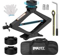 IMAYCC Cric ciseau Universel 2,5 t/2500 kg, avec revêtement en Caoutchouc, cric Portable avec rou de Roue, kit d'urgence pour SUV MPV, idéal pour l'entretien et la réparation