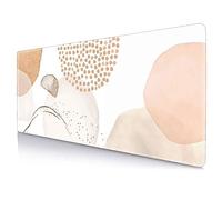 IMAYONDIA Grand tapis de souris abstrait, rose, beige, or, pastel, paillettes or rose, décoration de bureau de luxe, 80 x 30 cm - Formes aquarelles modernes