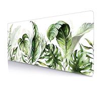 IMAYONDIA Grand tapis de souris long pour bureau, base en caoutchouc antidérapant, pour ordinateur (feuilles tropicales vertes)