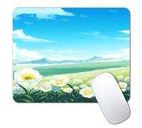 IMAYONDIA Tapis de souris bleu ciel montagnes pour souris sans fil, en caoutchouc antidérapant, portable, motif fleurs blanches pour ordinateur portable, PC et Mac