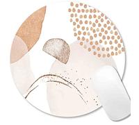 IMAYONDIA Tapis de souris rond abstrait rose, beige, doré, petit, circulaire de luxe pour souris sans fil, base en caoutchouc antidérapante pour ordinateur portable, ordinateur, voyage, femme, enfant