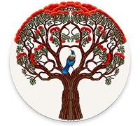 IMAYONDIA Tapis de souris rond étanche avec motifs arbre de vie et d'oiseaux, petit tapis de souris rond en caoutchouc antidérapant pour ordinateur portable, 20,1 x 0,3 cm