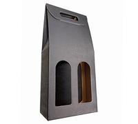 IMBALLAGGI 2000 -20 boîtes à bouteilles noires - Boîtes en carton pour bouteilles de vin prosecco champagne - Lot de 2 bouteilles - Idéal pour Noël et occasions spéciales