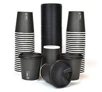 IMBALLAGGI 2000 PZ 100 Verre en papier 4 OZ noir café + 100 Couvercle noir avec bec verseur