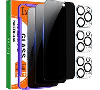 IMBZBK [3+3 Pack for Apple iPhone 14 Pro Privacy Screen Protector Tempered Glass Accessories 3 Pack 9H Anti Spy Privacy Screen for iPhone 14 Pro 3 Pack Camera Lens Protector Case Friendly
