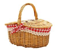 IMCCZONY Panier de Panier de Pique-Nique en Osier de Style Campagnard avec Couvercle et Poignée et Doublures pour Pique-Niques, Fêtes et Barbecues