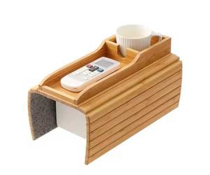 IMCCZONY Porte-Gobelet de Canapé en Bambou Naturel, Marron, Plateau D'Accoudoir de Canapé, Portable, Facile à Utiliser