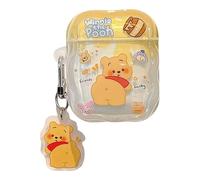 IMD Étui pour écouteurs avec breloque porte-clés pour Apple AirPods 1 2 3 4 Pro Winnie l'ourson Ours Hunny Honey Bee Bourriquet Porcinet Anime mignon adorable pour enfants filles (pour AirPods 1ère
