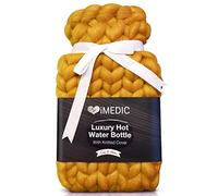 iMedic Bouillotte tricotée de qualité supérieure de 1 L - Grande bouillotte avec housse - Bouillotte - Plus grande que la petite bouillotte - Caramel