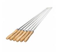 IMEEA Brochettes Barbecue en Acier Inoxydable 42 cm Lot de 6 Brochettes Plates avec Poignée en Bois Pics à Brochette Réutilisables pour BBQ Viande Légumes Grill
