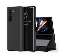 IMEIKONST Compatible avec Samsung Galaxy Z Fold 6 Case, Miroir Design PC + PU Cuir Bookstyle Maquillage Clear View Window Stand Protective Flip Cover for Samsung Z Fold 6. Flip Mirror : Noir QH