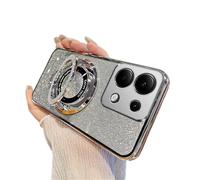 IMEIKONST Coque Compatible avec Honor 200 Lite pour Filles Femmes, Brillant Paillette Housse Caméra Protection Rotation Bague Béquille TPU Souple Etui pour Honor 200 Lite. Silver DS1