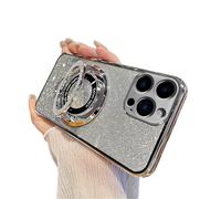 IMEIKONST Coque Compatible avec Honor 400 Lite pour Filles Femmes, Brillant Paillette Housse Caméra Protection Rotation Bague Béquille TPU Souple Etui pour Honor 400 Lite. Silver DS1