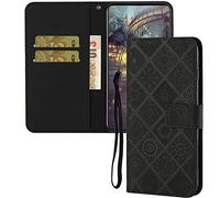 IMEIKONST Coque Compatible avec Huawei Honor 8X, Flip Housse Rétro Embossed Cuir Porte-Cartes de Crédit Portefeuille Magnétique Stand Étui à Rabat Coque pour Huawei Honor 8X. Black XCH