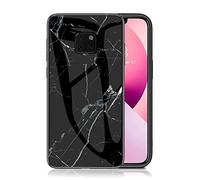 IMEIKONST Coque Compatible avec Huawei Mate 20 Pro, Etui Bord Souple TPU Arrière en Verre Trempé Antichoc Marbre Motif Housse de Protection Case Cover pour Huawei Mate 20 Pro. Noir Argent LSM
