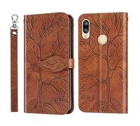 IMEIKONST Coque Compatible avec Huawei P20 Lite, Flip Étui PU Cuir [Porte-Cartes de Crédit] Portefeuille [Magnétique] Étui à Rabat Housse Coque pour Huawei P20 Lite. Tree Brown RXZ