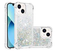 IMEIKONST Coque Compatible avec iPhone 14 Étui, Sables Mouvants Liquides Brillants Très Mince Transparente Silicone Antichoc TPU Bumper Housse pour iPhone 14. Love Silver YBW
