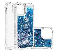 IMEIKONST Coque Compatible avec iPhone 14 Pro Max Étui, Sables Mouvants Liquides Brillants Très Mince Transparente Silicone Antichoc TPU Bumper Housse pour iPhone 14 Pro Max. Love Blue YBW
