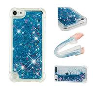 IMEIKONST Coque Compatible avec iPod Touch 7 Étui, Sables Mouvants Liquides Brillants Très Mince Transparente Silicone Antichoc TPU Bumper Housse pour iPod Touch 6 / Touch 5. Love Blue YBW