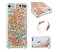IMEIKONST Coque Compatible avec iPod Touch 7 Étui, Sables Mouvants Liquides Brillants Très Mince Transparente Silicone Antichoc TPU Bumper Housse pour iPod Touch 6 / Touch 5. Love Gold YBW