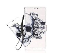 IMEIKONST Coque Compatible avec Redmi Note 14 Pro 4G 3D Simili Cuir Magnétique Porte Carte Étui à Rabat Portefeuille Pochette Housse Stand Anti-Choc Coque pour Redmi Note 14 Pro 4G. Skull YB
