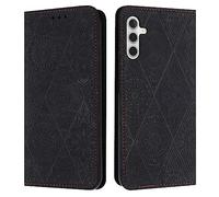 IMEIKONST Coque Compatible avec Samsung Galaxy A15 5G, Flip Housse Rétro Embossed Cuir Porte-Cartes de Crédit Portefeuille Magnétique Stand Étui à Rabat Coque pour Samsung A15 4G. Noir XC2