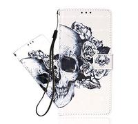IMEIKONST Coque Compatible avec Samsung Galaxy A34 5G, 3D Simili Cuir Magnétique Porte Carte Étui à Rabat Portefeuille Pochette Housse Stand Anti-Choc Coque pour Samsung A34 5G. Skull YB