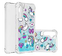IMEIKONST Coque Compatible avec Samsung Galaxy A34 5G Étui, Mode Glitter Flowing Brillants Très Mince Transparente Silicone Antichoc TPU Bumper Housse pour Samsung A34 5G. Bling Rainbow Horse YB