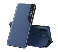 IMEIKONST Coque Compatible avec Samsung Galaxy A50, Housse Étui à Rabat avec Fonction Support, Fenêtre Transparente PC + Cuir PU Antichoc Magnétique Protection pour Samsung A50S / A30S. Bleu QH1