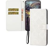 IMEIKONST Coque Compatible avec Samsung Galaxy S20 FE, Flip Housse Rétro Embossed Cuir Porte-Cartes de Crédit Portefeuille Magnétique Stand Étui à Rabat Coque pour Samsung S20 FE. White XCH
