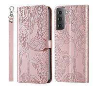 IMEIKONST Coque Compatible avec Samsung Galaxy S21 5G, Flip Étui PU Cuir [Porte-Cartes de Crédit] Portefeuille [Magnétique] Étui à Rabat Housse Coque pour Galaxy S21 5G. Tree Rose RXZ