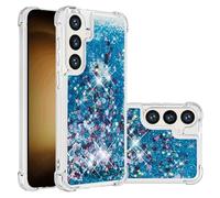 IMEIKONST Coque Compatible avec Samsung Galaxy S24 FE Étui, Sables Mouvants Liquides Brillants Très Mince Transparente Silicone Antichoc TPU Bumper Housse pour Samsung S24 FE. Love Blue YBW