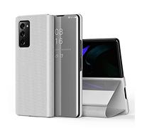 IMEIKONST Coque Compatible avec Samsung Galaxy Z Fold 2, Miroir Smart View Makeup Etui Stand Protecteur Housse Coque Etui à Rabat Coque pour Samsung Galaxy Z Fold 2. Flip Mirror: Silver QH