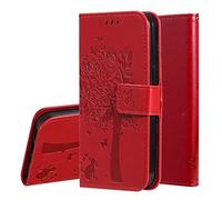 IMEIKONST Coque pour Huawei Honor 20 Pro, Protection Housse Porte Cartes Portefeuille Cuir Pochette Fermeture Magnétique Anti-Choc Étui à Rabat Compatible avec Honor 20 / Nova 5T. Wish Tree Red KT1