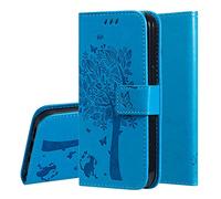 IMEIKONST Coque pour Huawei Honor 8X, Protection Housse Porte Cartes Portefeuille Cuir Pochette Fermeture Magnétique Anti-Choc Étui à Rabat Compatible avec Huawei Honor 8X. Wish Tree Blue KT1