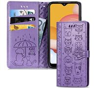 IMEIKONST Coque pour Huawei Honor 90 5G, Porte Carte Cuir PU Portefeuille Magnétique Antichoc Étui à Rabat Fonction Support Protection Mignonne Housse pour Huawei Honor 90 5G. Lavender Cat Dog SD