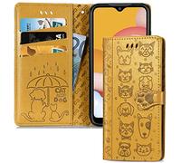 IMEIKONST Coque pour Huawei Honor 90 5G, Porte Carte Cuir PU Portefeuille Magnétique Antichoc Étui à Rabat Fonction Support Protection Mignonne Housse pour Huawei Honor 90 5G. Yellow Cat Dog SD